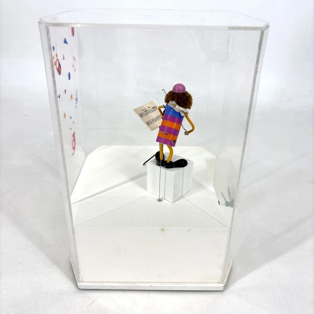 Vintage Jeco Clown Playing Violin Clock Japan Working Acrylic Case 60s 70s READ!